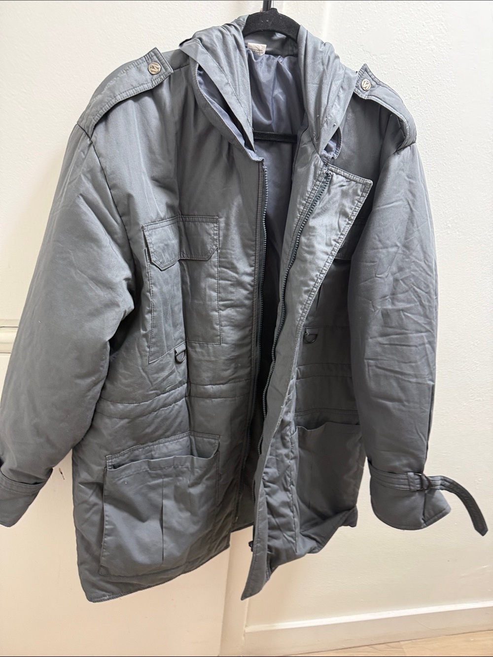 Men's Military-Style Hooded Field Jacket in Gray